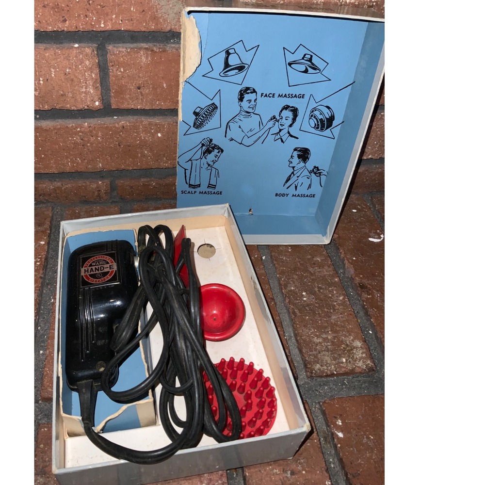 Vintage Wahl Professional Hand-E Electric Massager No. 4600 Boxed Attachments
